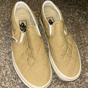 Vans Quilted Tan Slip-On Sneakers